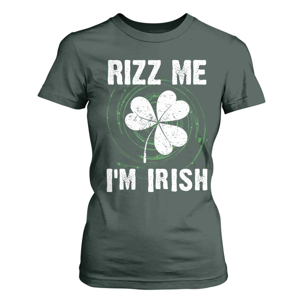 Funny St. Patrick's Day T Shirt For Women Rizz Me I'm Irish TS09 Dark Forest Green Print Your Wear