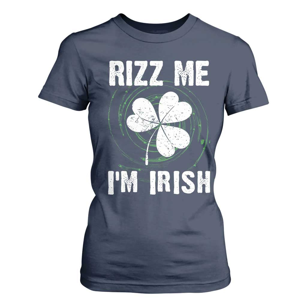Funny St. Patrick's Day T Shirt For Women Rizz Me I'm Irish TS09 Navy Print Your Wear
