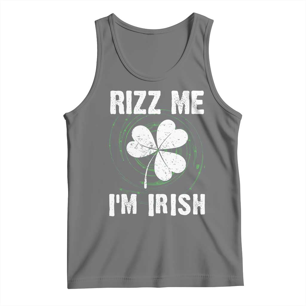 Funny St. Patrick's Day Tank Top Rizz Me I'm Irish TS09 Black Heather Print Your Wear