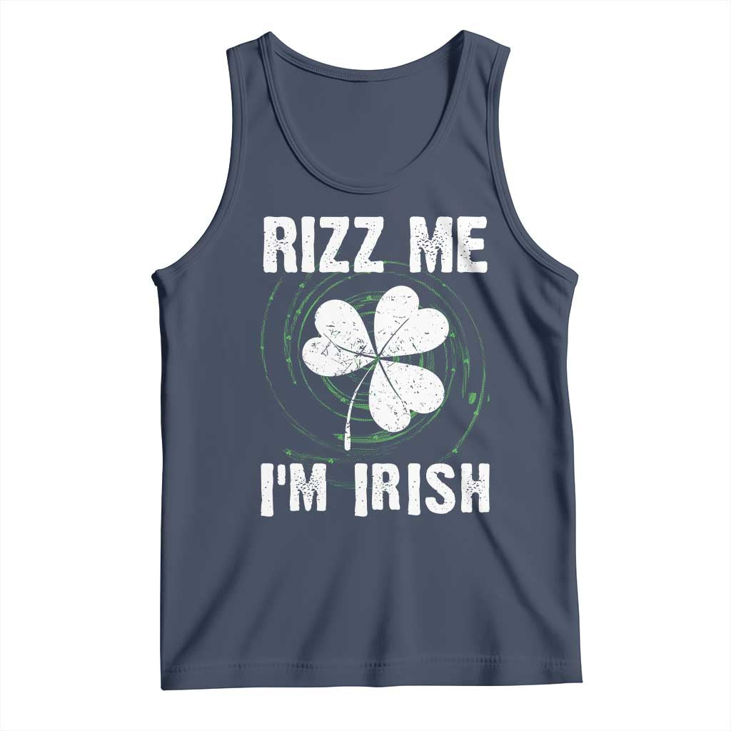 Funny St. Patrick's Day Tank Top Rizz Me I'm Irish TS09 Navy Print Your Wear