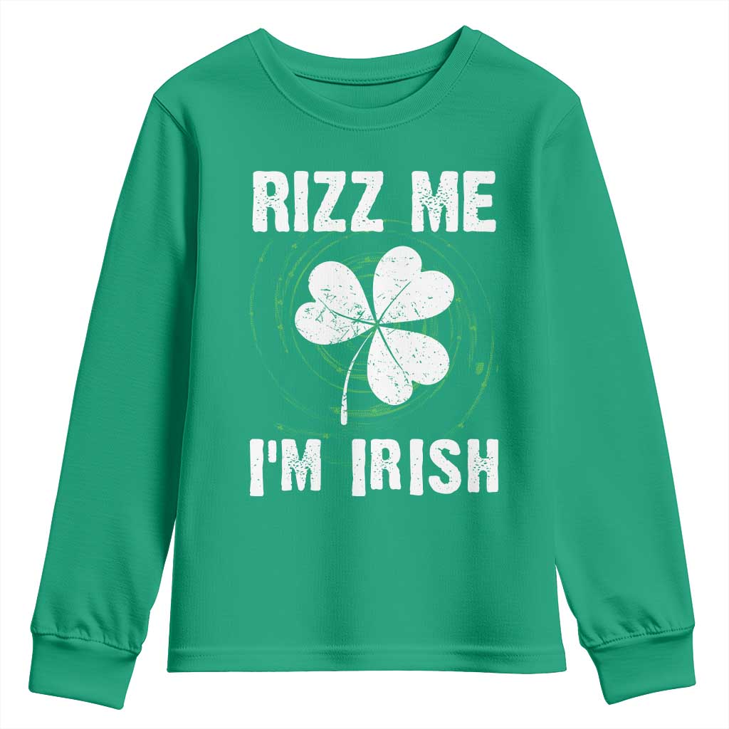 Funny St. Patrick's Day Youth Sweatshirt Rizz Me I'm Irish TS09 Irish Green Print Your Wear