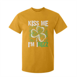 Funny St. Patrick's Day T Shirt For Kid Kiss Me I'm iRizz Shamrock TS09 Gold Print Your Wear