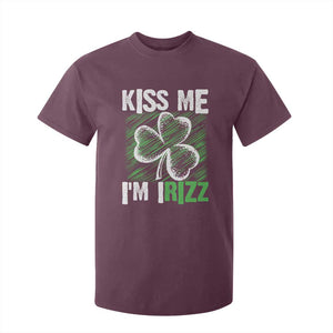 Funny St. Patrick's Day T Shirt For Kid Kiss Me I'm iRizz Shamrock TS09 Maroon Print Your Wear