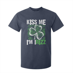 Funny St. Patrick's Day T Shirt For Kid Kiss Me I'm iRizz Shamrock TS09 Navy Print Your Wear