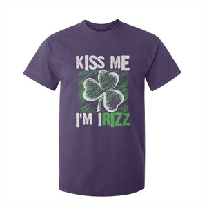 Funny St. Patrick's Day T Shirt For Kid Kiss Me I'm iRizz Shamrock TS09 Purple Print Your Wear
