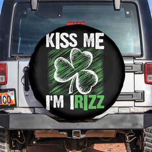 Funny St. Patrick's Day Spare Tire Cover Kiss Me I'm iRizz Shamrock TS09 No hole Black Print Your Wear