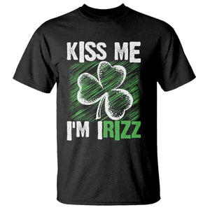 Funny St. Patrick's Day T Shirt Kiss Me I'm iRizz Shamrock TS09 Black Print Your Wear