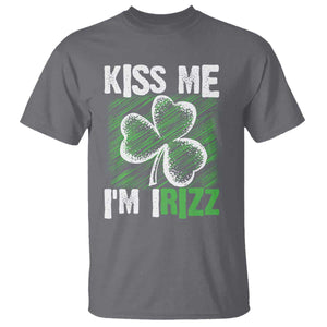Funny St. Patrick's Day T Shirt Kiss Me I'm iRizz Shamrock TS09 Charcoal Print Your Wear