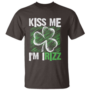 Funny St. Patrick's Day T Shirt Kiss Me I'm iRizz Shamrock TS09 Dark Chocolate Print Your Wear