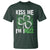 Funny St. Patrick's Day T Shirt Kiss Me I'm iRizz Shamrock TS09 Dark Forest Green Print Your Wear