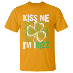Funny St. Patrick's Day T Shirt Kiss Me I'm iRizz Shamrock TS09 Gold Print Your Wear