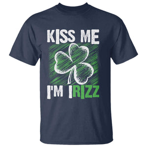 Funny St. Patrick's Day T Shirt Kiss Me I'm iRizz Shamrock TS09 Navy Print Your Wear