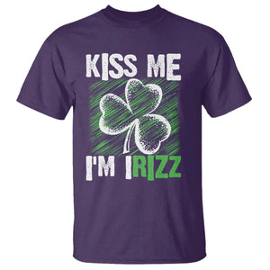 Funny St. Patrick's Day T Shirt Kiss Me I'm iRizz Shamrock TS09 Purple Print Your Wear