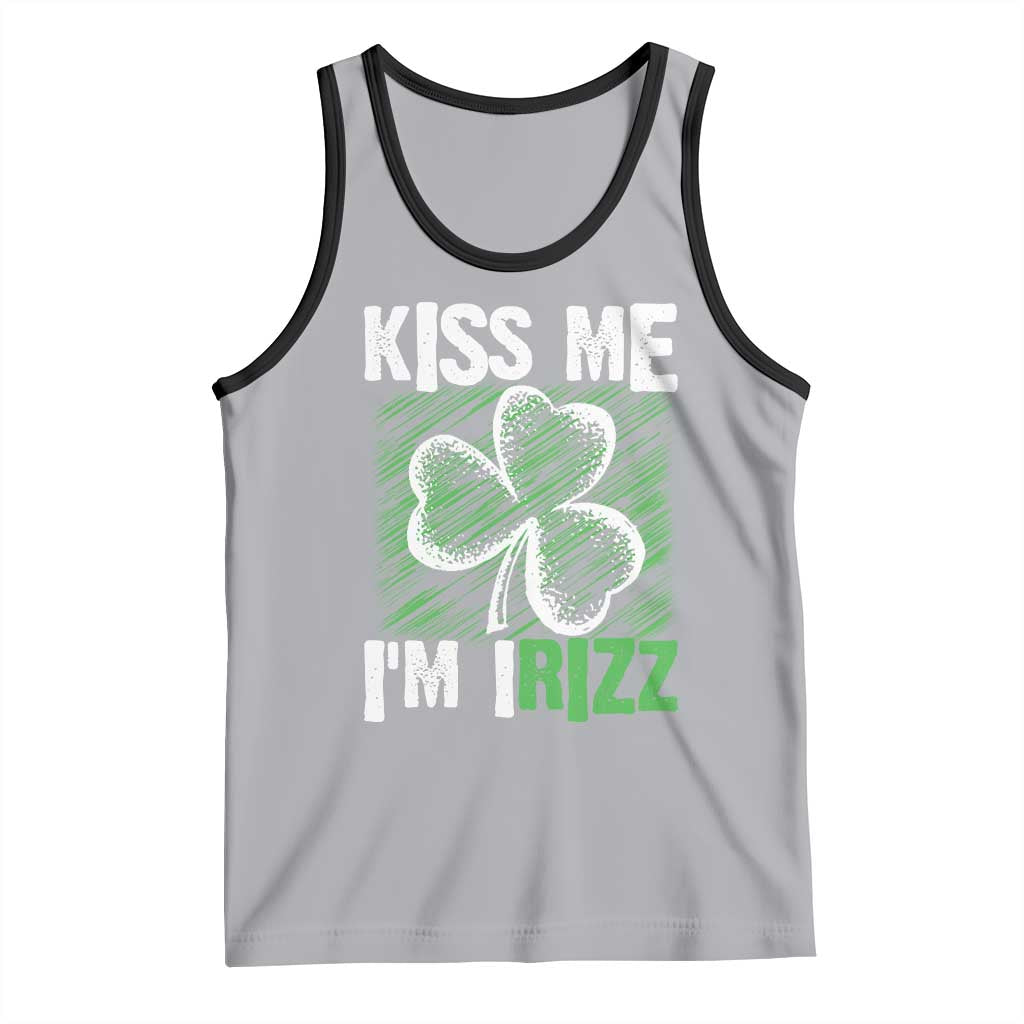 Funny St. Patrick's Day Tank Top Kiss Me I'm iRizz Shamrock TS09 Athletic Heather Black Print Your Wear