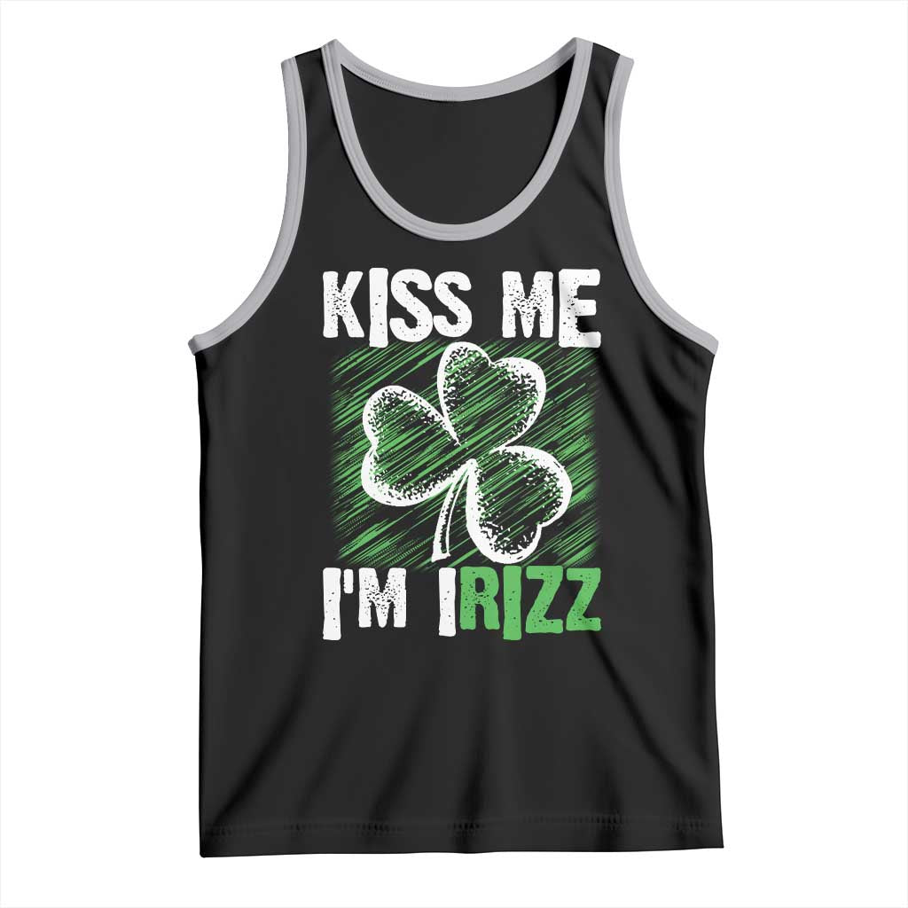 Funny St. Patrick's Day Tank Top Kiss Me I'm iRizz Shamrock TS09 Black Athletic Heather Print Your Wear