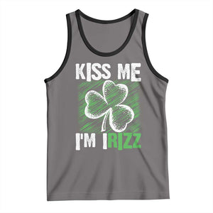 Funny St. Patrick's Day Tank Top Kiss Me I'm iRizz Shamrock TS09 Deep Heather Black Print Your Wear