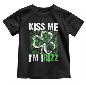Funny St. Patrick's Day Toddler T Shirt Kiss Me I'm iRizz Shamrock TS09 Black Print Your Wear