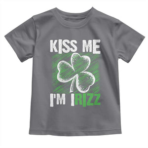 Funny St. Patrick's Day Toddler T Shirt Kiss Me I'm iRizz Shamrock TS09 Charcoal Print Your Wear
