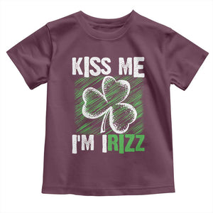 Funny St. Patrick's Day Toddler T Shirt Kiss Me I'm iRizz Shamrock TS09 Maroon Print Your Wear