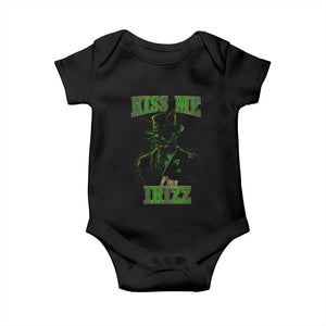 Funny St. Patrick's Day Baby Onesie Kiss Me I'm iRizz Cool Leprechaun TS09 Black Print Your Wear