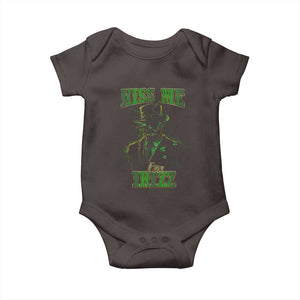 Funny St. Patrick's Day Baby Onesie Kiss Me I'm iRizz Cool Leprechaun TS09 Dark Chocolate Print Your Wear