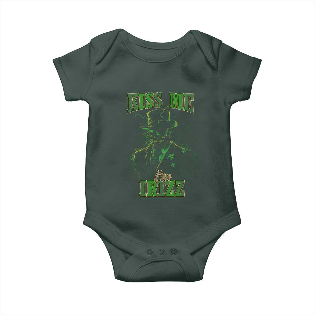 Funny St. Patrick's Day Baby Onesie Kiss Me I'm iRizz Cool Leprechaun TS09 Print Your Wear