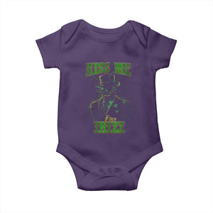 Funny St. Patrick's Day Baby Onesie Kiss Me I'm iRizz Cool Leprechaun TS09 Purple Print Your Wear
