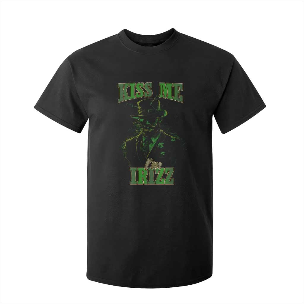 Funny St. Patrick's Day T Shirt For Kid Kiss Me I'm iRizz Cool Leprechaun TS09 Black Print Your Wear