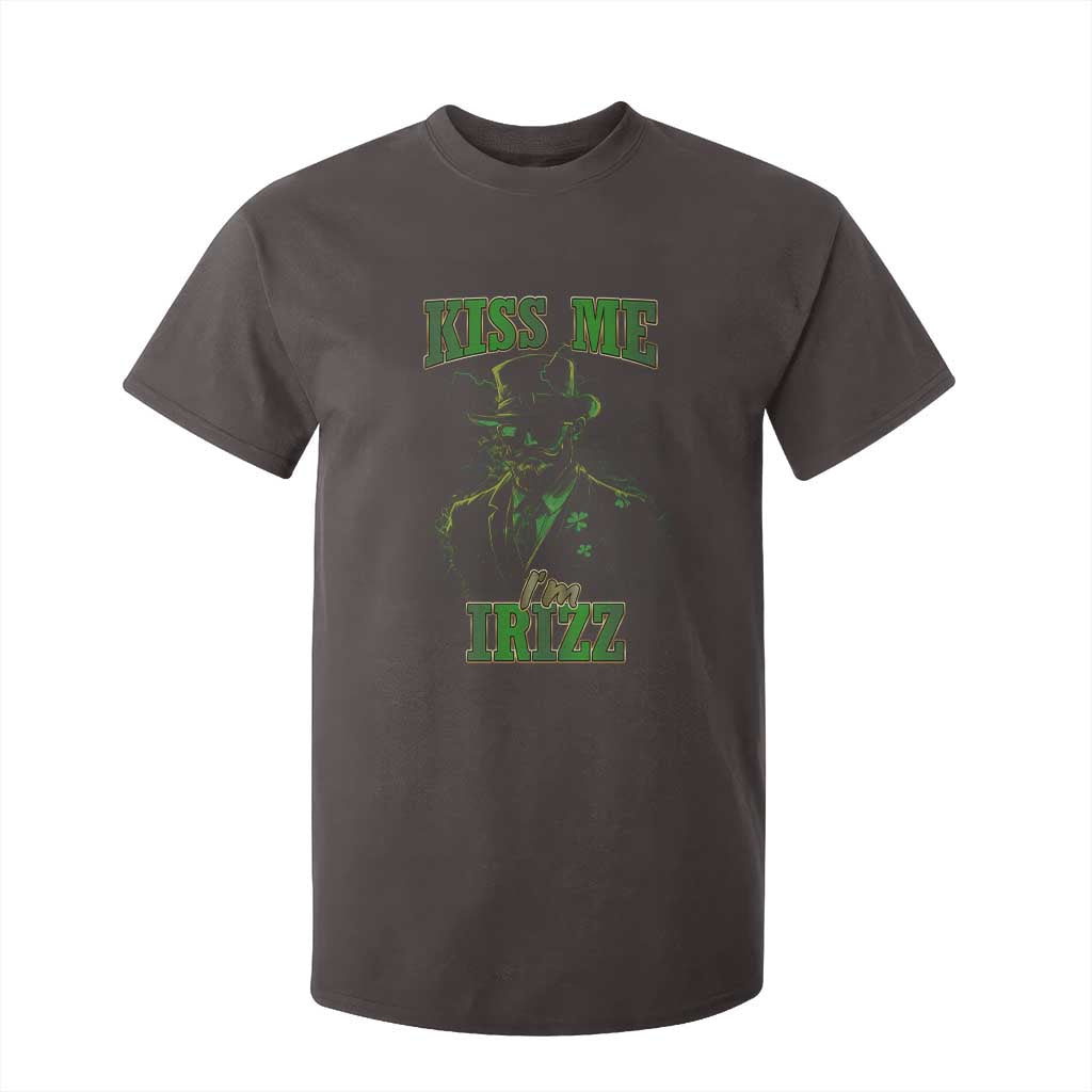 Funny St. Patrick's Day T Shirt For Kid Kiss Me I'm iRizz Cool Leprechaun TS09 Dark Chocolate Print Your Wear