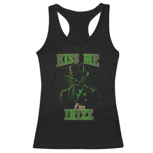 Funny St. Patrick's Day Racerback Tank Top Kiss Me I'm iRizz Cool Leprechaun TS09 Black Print Your Wear