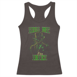 Funny St. Patrick's Day Racerback Tank Top Kiss Me I'm iRizz Cool Leprechaun TS09 Dark Chocolate Print Your Wear