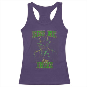 Funny St. Patrick's Day Racerback Tank Top Kiss Me I'm iRizz Cool Leprechaun TS09 Purple Print Your Wear