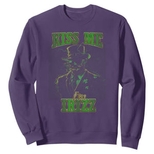 Funny St. Patrick's Day Sweatshirt Kiss Me I'm iRizz Cool Leprechaun TS09 Purple Print Your Wear