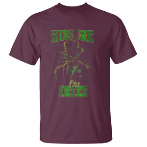 Funny St. Patrick's Day T Shirt Kiss Me I'm iRizz Cool Leprechaun TS09 Maroon Print Your Wear