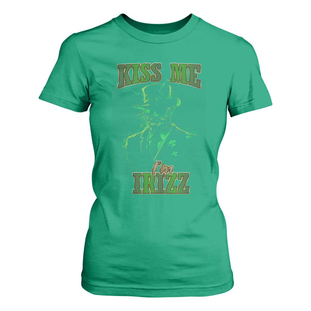 Funny St. Patrick's Day T Shirt For Women Kiss Me I'm iRizz Cool Leprechaun TS09 Irish Green Print Your Wear