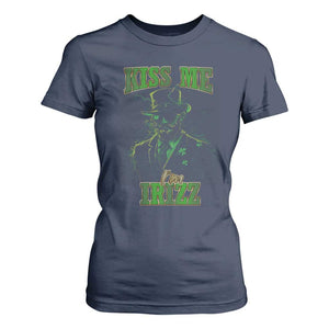 Funny St. Patrick's Day T Shirt For Women Kiss Me I'm iRizz Cool Leprechaun TS09 Navy Print Your Wear