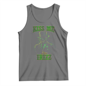 Funny St. Patrick's Day Tank Top Kiss Me I'm iRizz Cool Leprechaun TS09 Black Heather Print Your Wear