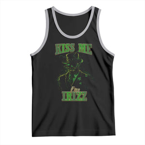 Funny St. Patrick's Day Tank Top Kiss Me I'm iRizz Cool Leprechaun TS09 Black Athletic Heather Print Your Wear