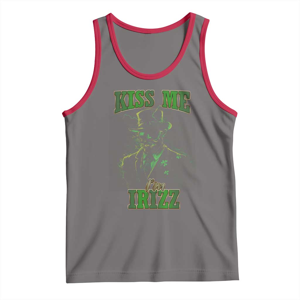 Funny St. Patrick's Day Tank Top Kiss Me I'm iRizz Cool Leprechaun TS09 Deep Heather Red Print Your Wear