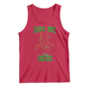 Funny St. Patrick's Day Tank Top Kiss Me I'm iRizz Cool Leprechaun TS09 Red Print Your Wear