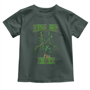 Funny St. Patrick's Day Toddler T Shirt Kiss Me I'm iRizz Cool Leprechaun TS09 Dark Forest Green Print Your Wear