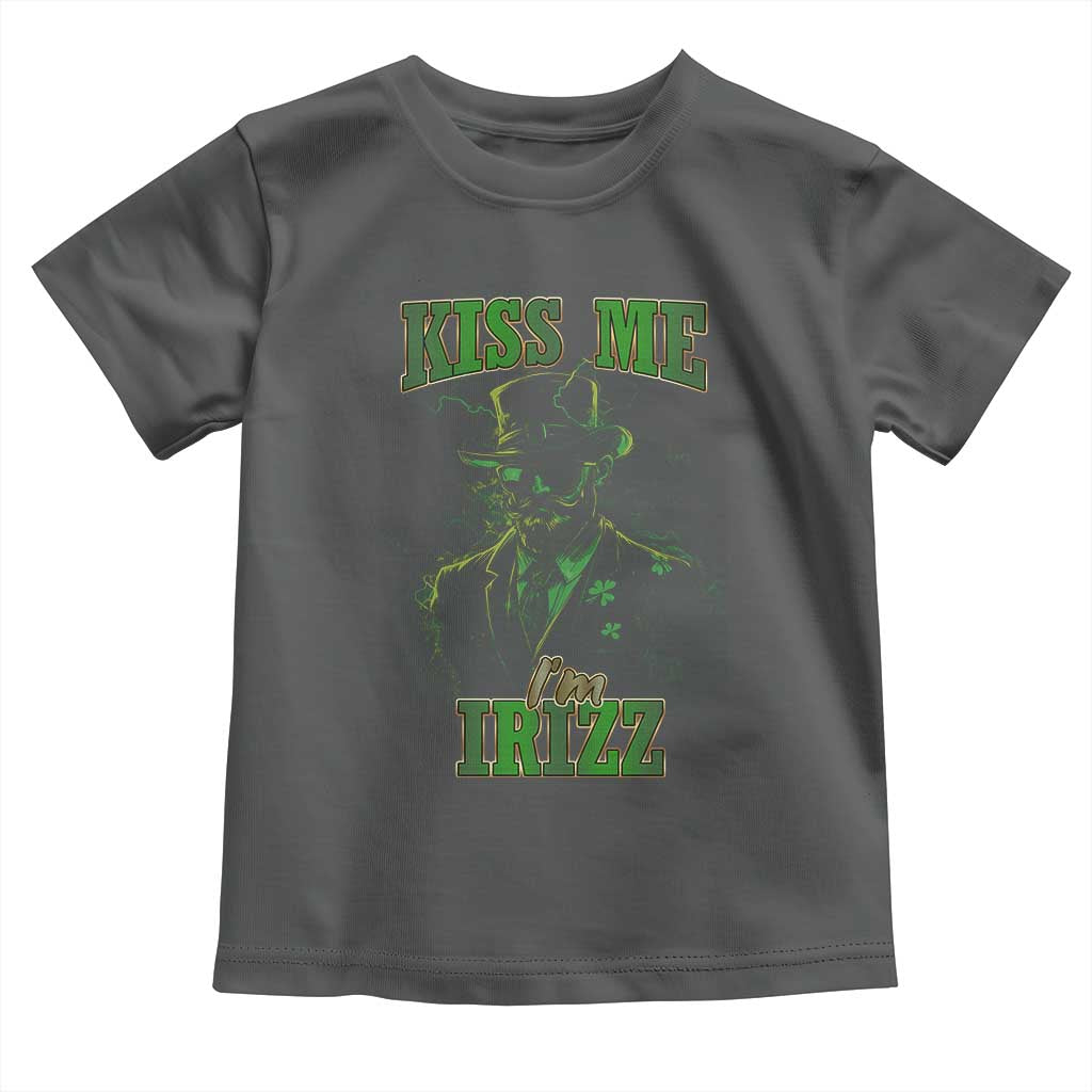 Funny St. Patrick's Day Toddler T Shirt Kiss Me I'm iRizz Cool Leprechaun TS09 Dark Heather Print Your Wear