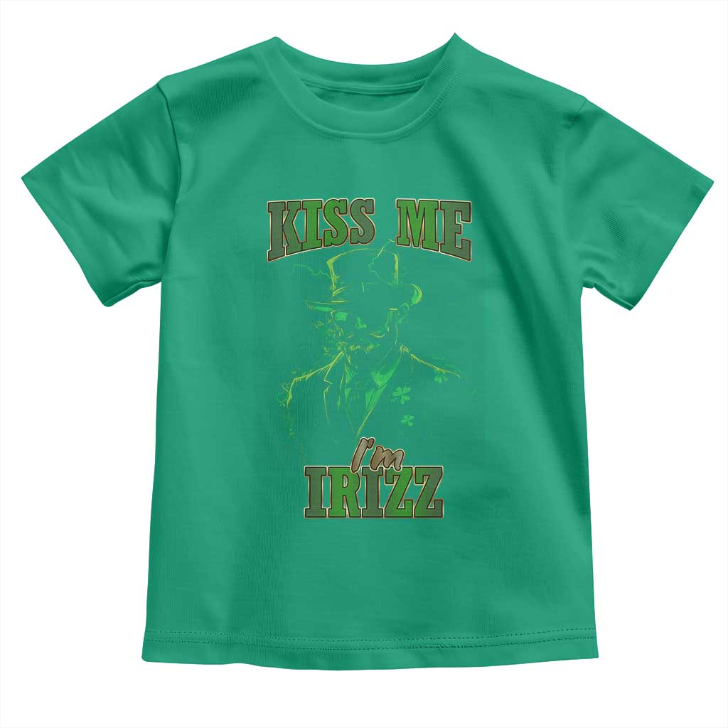 Funny St. Patrick's Day Toddler T Shirt Kiss Me I'm iRizz Cool Leprechaun TS09 Irish Green Print Your Wear