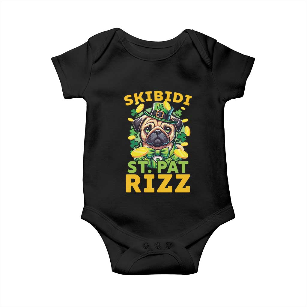 Funny St. Patrick's Day Baby Onesie Skibidi St. Patrizz Cute Dog Leprechaun TS09 Black Print Your Wear