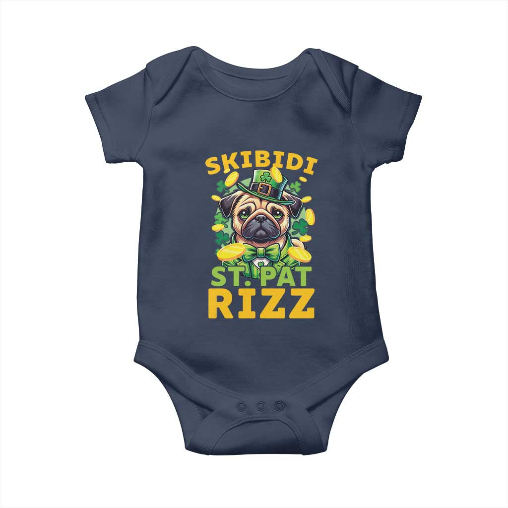 Funny St. Patrick's Day Baby Onesie Skibidi St. Patrizz Cute Dog Leprechaun TS09 Navy Print Your Wear