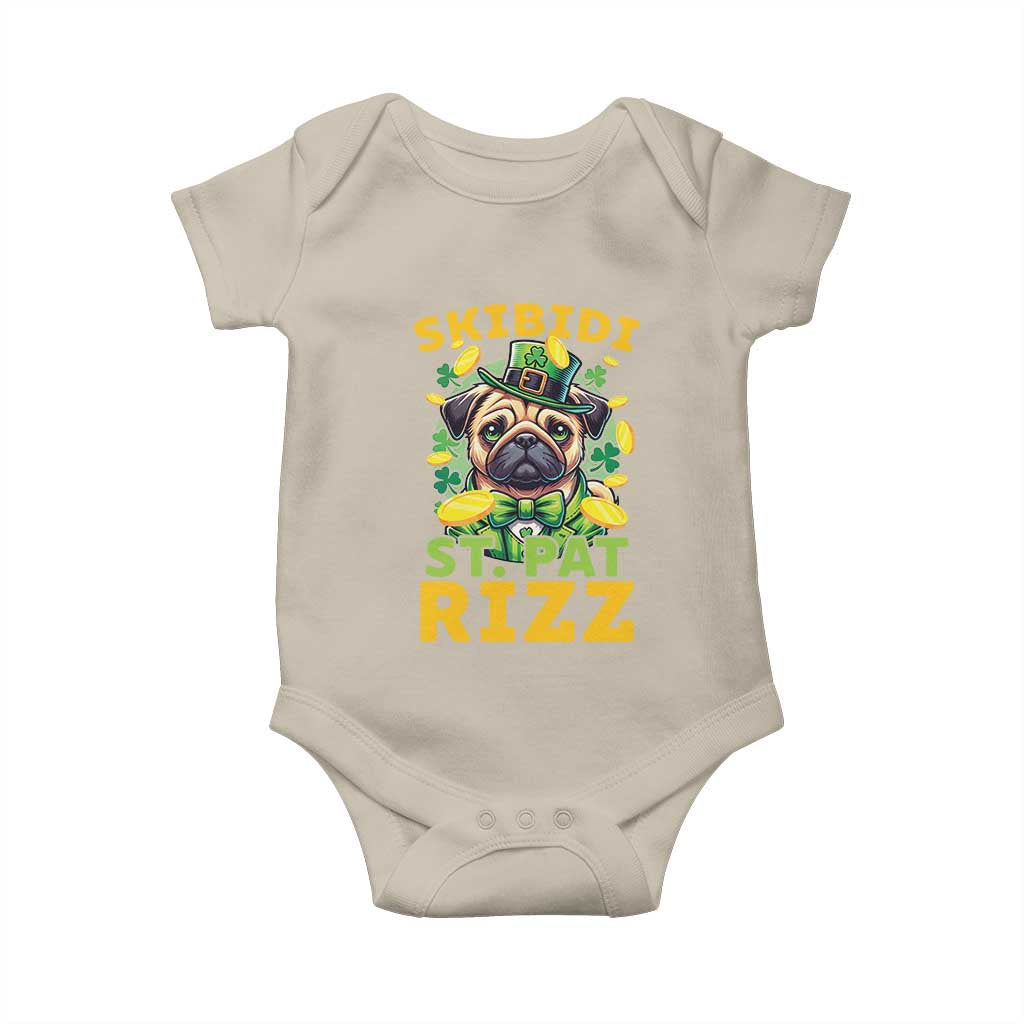 Funny St. Patrick's Day Baby Onesie Skibidi St. Patrizz Cute Dog Leprechaun TS09 Sand Print Your Wear
