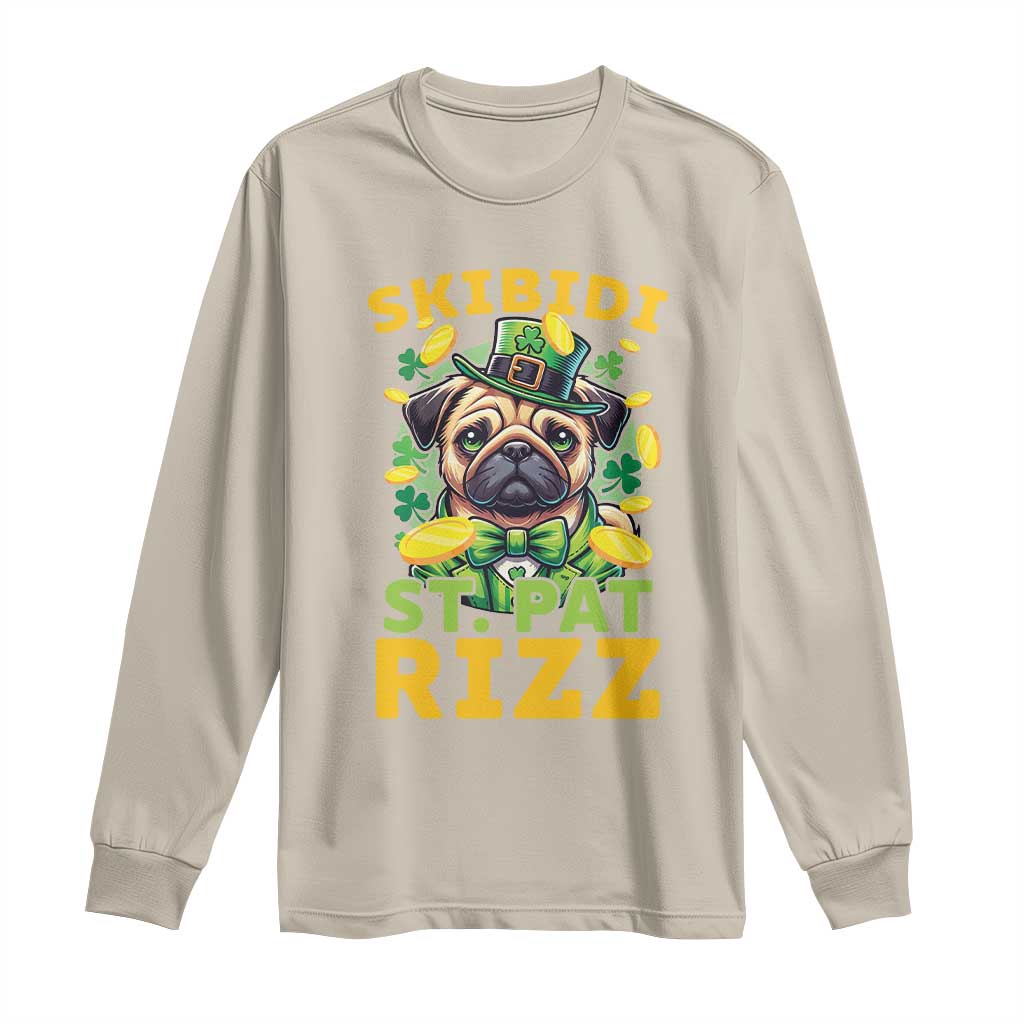 Funny St. Patrick's Day Long Sleeve Shirt Skibidi St. Patrizz Cute Dog Leprechaun TS09 Sand Print Your Wear