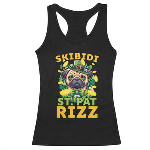 Funny St. Patrick's Day Racerback Tank Top Skibidi St. Patrizz Cute Dog Leprechaun TS09 Black Print Your Wear