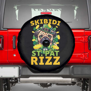 Funny St. Patrick's Day Spare Tire Cover Skibidi St. Patrizz Cute Dog Leprechaun TS09 Black Print Your Wear