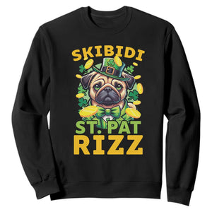 Funny St. Patrick's Day Sweatshirt Skibidi St. Patrizz Cute Dog Leprechaun TS09 Black Print Your Wear